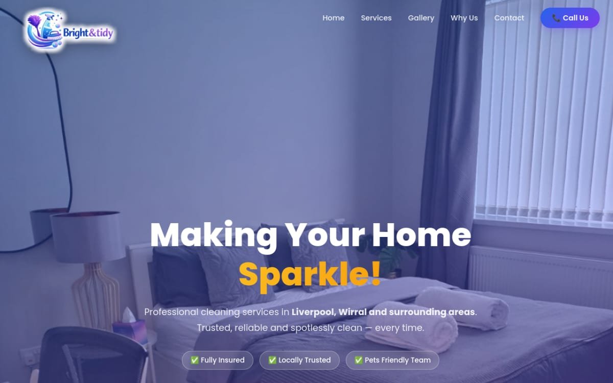 Bright & Tidy cleaning website designed by igo2fix